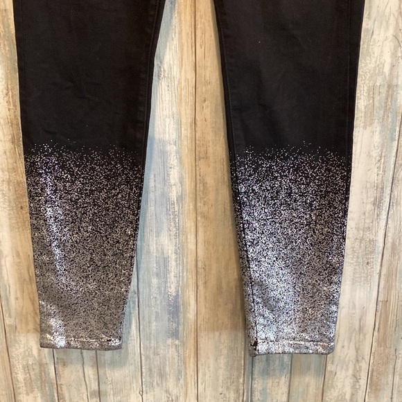 Celebrity Pink | High Waisted Black & Silver Ombre Sparkle Skinny Ankle Jeans - Picture 2 of 9